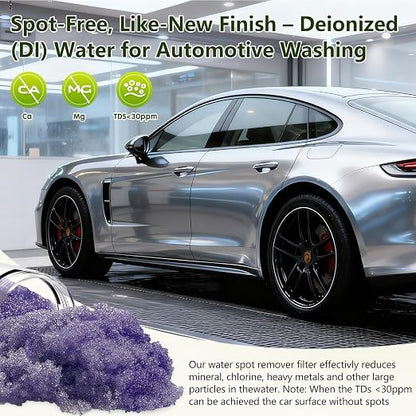 Spotless & Deionized Water System for Car Wash, Deionized Water Filter with Resin, Works for RVs, Cars, Motorcycles, Windows & Boats, No Towel Drying Required