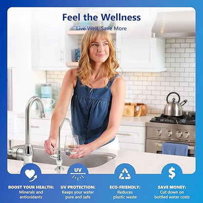 Express Water Reverse Osmosis Alkaline Ultraviolet Water Filtration System – 100 GPD (Deluxe Chrome Faucet) 15"L x 5"W x 17"H