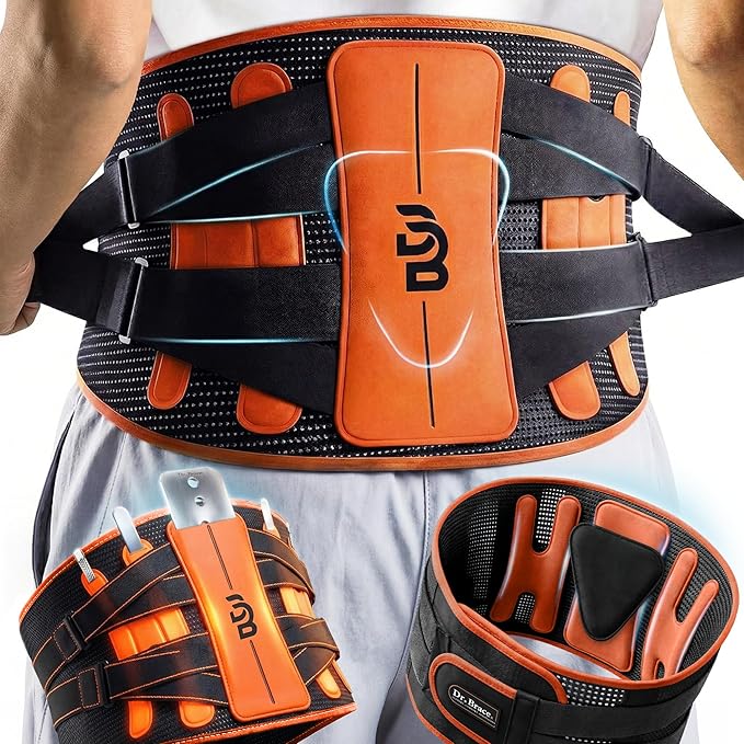 DR. BRACE® Lower Back Brace for Men & Women for Lower Back Pain Relief, Revolutionary Versatile Splints System & Removable Lumbar Pad, Adjustable & Breathable Back Support Brace (53.1-59.1″)