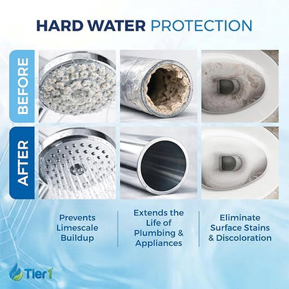 Tier1 Salt-Free Descaler & Chloramine Filter | 3-in-1 TAC Conditioner | 450,000 Gallon Capacity | Catalytic Chloramine Reduction & Sediment Pre-Filter System | Scale Prevention Softener Alternative