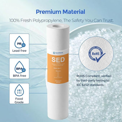 1 Micron Whole House Sediment Filter 10 x 2.5 for RO & Well Water Filters Replacement Cartridges Compatible with AP110, WHKF-GD05, WFPFC5002, CFS10, 6 Pack