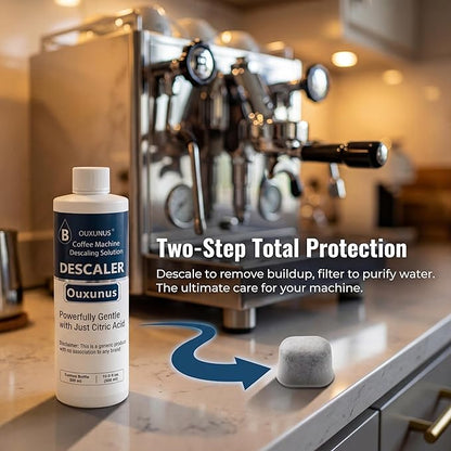 12-Pack BWF100 Water Filter & 16.9 fl oz Descaler Kit, Compatible with Breville Coffee Machines, Charcoal Water Filters & 4-Use Descaling Solution for Annual Coffee Machine Maintenance (1)