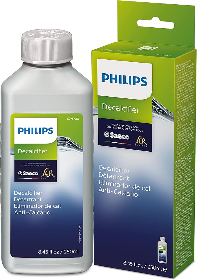 Philips AquaClean Original Calc and Water Filter & Machine Descaler, Perfect Descalcification for a Prolong Machine Lifetime, 1 Descaling Cycle, Bottle of 250 ml, (CA6700/47)