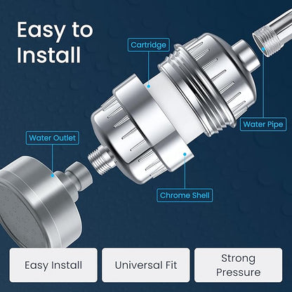 LAIFsolutions Vortex-Action Shower Filter & Swivel Shower Head – Advanced Redox Purification with Copper-Zinc KDF for Hard Water – Reduces Chlorine & Heavy Metals – Revitalizes Skin & Hair (Full Set)