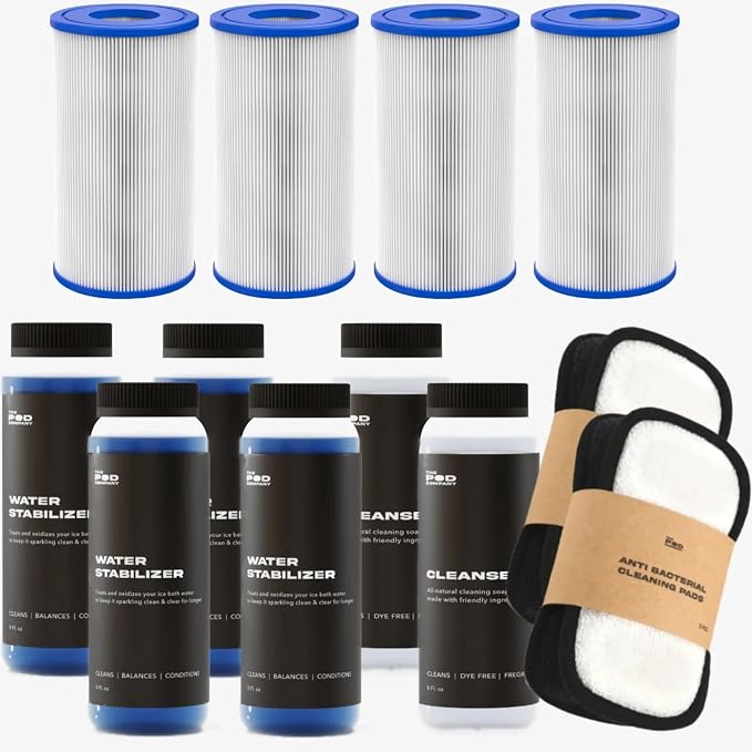 The Pod Company Chiller Maintenance Pack – 4-Month Supply – Replacement Filters, Water Care Solution, Cleanser & Cleaning Pads – for Standard & Pro Water Chillers