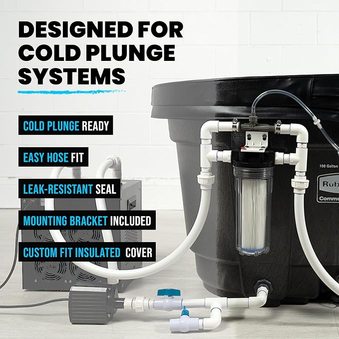 Cold Plunge Filter System with 10" Housing, 3/4" Ports, 2x 50 Micron Filters & ChillGuard XL Sleeve, Ice Bath Water Filtration Kit for Cold Plunge Tubs, Pools & Recovery Tanks
