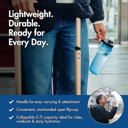 Katadyn BeFree AC Bottle 0.7L Water Filter Bottle for Travel & Daily Use | 2-Stage Filter Removes Bacteria & Microplastics, Improves Taste, BPA-Free, Fits Cup Holders - Slate Blue