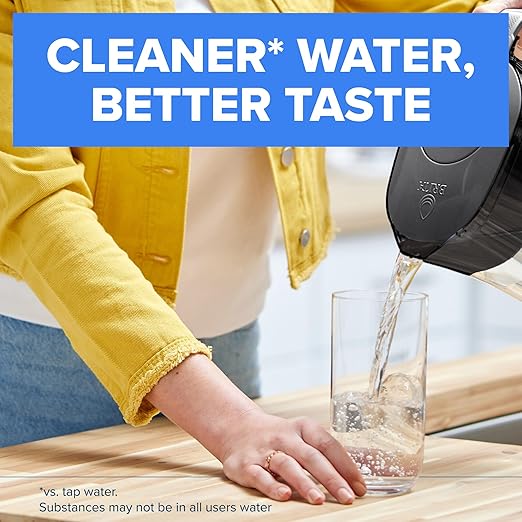 Brita Large Water Filter Pitcher for Tap and Drinking Water with SmartLight Change Indicator, Includes 1 Standard Filter, BPA-Free, Lasts 2 Months, 10-Cup Capacity, Stretch Limo Black