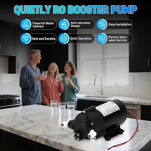 6800 Booster Pump Kit, Suitable for Household Reverse Osmosis Water Filtration System Standards or Manifolds up to 100 GPD,Bring a High-Voltage Switch