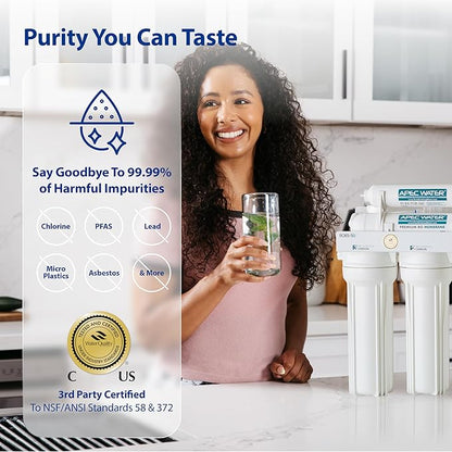 APEC Water Systems ROES-PH75 Essence Series Alkaline Mineral pH+ 75 GPD 6-Stage WQA Certified Ultra Safe Reverse Osmosis Drinking Water Filter System, with Extra High Capacity Pre-Filter Set Stage 1-3