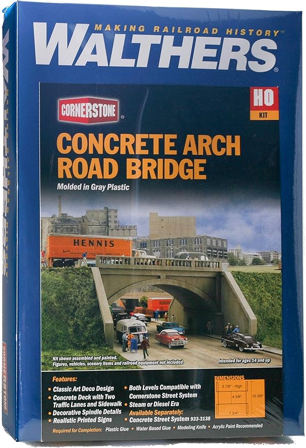 Walthers Cornerstone HO Scale Street System- Arched Road Bridge Kit