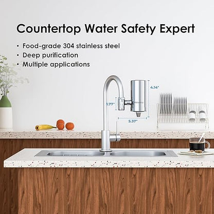 Waterdrop Water Filter for Sink Faucet, 360° Rotating Stainless Steel, NSF Certified Water Purifier for Kitchen Sink, 3 Months Long Lasting Tap Water Filter, Reduce Chlorine, 1 Filter