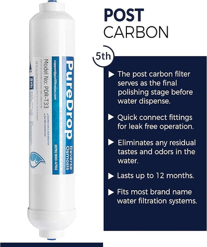 PureDrop PDR-F15-50 Standard 5-Stage Replacement Cartridge for 50 GPD Reverse Osmosis Water Filter System 2-Year Replacement Filter Pack,15 Counts, 12x15x15