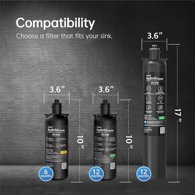 Pureal PPF-1020 Under Sink Sediment Water Filter Cartridge, 10 Inch | NSF/ANSI 42 & 372 Certified. Alkaline Ceramic with Mineral. Removes Sand, Rust & Dirt. Improves pH Balance. Made in Korea.