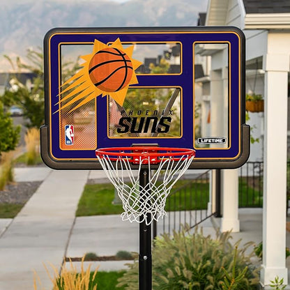 Lifetime NBA Phoenix Suns Portable Basketball Hoop, Adjustable Height 7.5-10 Ft, 44 Inch Shatterproof Fusion Backboard, Base with Wheels