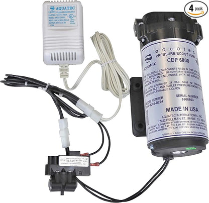 Aquatec 6800 Booster Pump Kit for up to 100 GPD Home RO Reverse Osmosis Water Filter System Standard or Manifold, Includes Pump, Pressure Switch PSW-240, Transformer, 6840-2J03-B224 B221 Made in USA