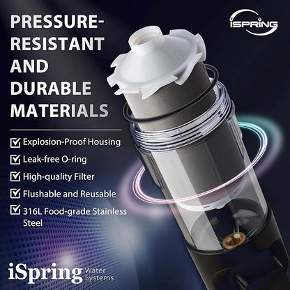 iSpring FWSP100ARJ Spin Down Sediment Filter Replacement Cartridge, 50 Micron