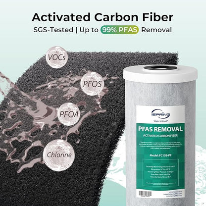 iSpring F3WGB31BPFKS Whole House Water Filter Replacement Pack, SGS-Tested Remove up to 99% PFAS, Also Target Heavy Metals, Sediments, Chlorine, Up to 12 Months, 4.5” x 10”, Fits WGB31B-PFKS