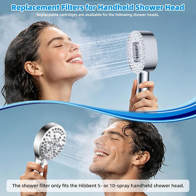 Hibbent 1 Pack Replacement Shower Filters Fit Hibbent 10-spray Handheld Shower Head, 20 Stage Showerhead Filter for Hard Water, High Output Shower Filter