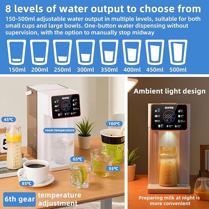 Instant Hot Water Dispenser Filter, Electric Hot Water Kettle Countertop Water Filter System, 12 Temperatures & 8 Volume Settings, Safety Lock, Hot Water Boiler Warmer for Home, Baby, Office