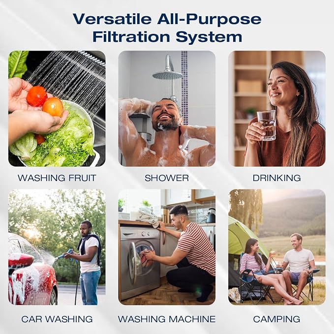 H&G lifestyles Garden Hose Water Filter System for RV Transparent Housing | 4.5 x 10 PP Cotton Cartridge Pre-Filter, Fresh Drinking Water for RV Campers, 30,000 Gallons