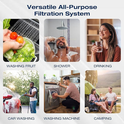 H&G lifestyles Garden Hose Water Filter System for RV Transparent Housing | 4.5 x 10 PP Cotton Cartridge Pre-Filter, Fresh Drinking Water for RV Campers, 30,000 Gallons