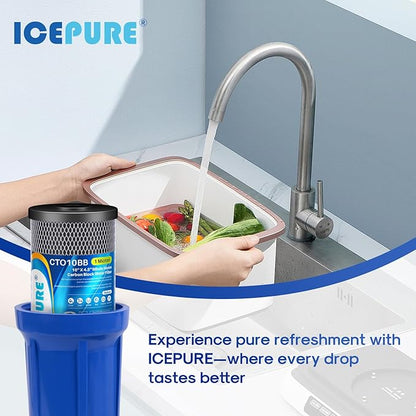 ICEPURE 10"X4.5",1 Microns Whole House Sediment Activated Carbon Water Filter Compatible with Dupont WFHDC8001, EP Series,EPM Series, CB-BB-10, GE FXHTC, GXWH40L, GXWH35F, GNWH38S, CTO10BB,2PACK