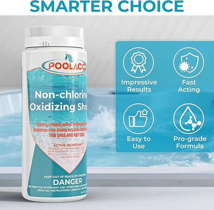2.2 LB 2 Pack Non-Chlorine Spa Shock Oxidizer Cleaner for Hot Tub, Chlorine-Free Water Care & Enhanced Oxidizing Shock Cleaner for Hot Tubs, Spas and Pools, Quick Dissolving, Fast-Acting