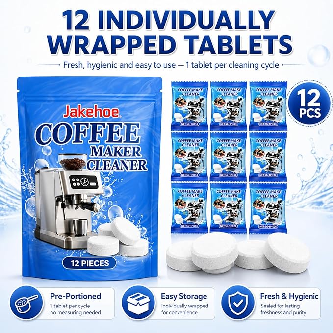 Coffee Maker Descaling Solution for Keurig, Nespresso, Ninja, Breville, Delonghi, Miele - Coffee Machine Cleaner Descaler Tablets with Individually Wrapped - Removes Limescale & Hard Water Buildup