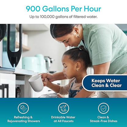 Brio Whole House Water Filter System w/Gauge & Fast-Flow Sediment Filter (5 Micron) 4.5" x 20" | Removes Dirt, Improves Taste & Protects Home Appliances | 900 GPH | 100,000 Gallons or 12 Months