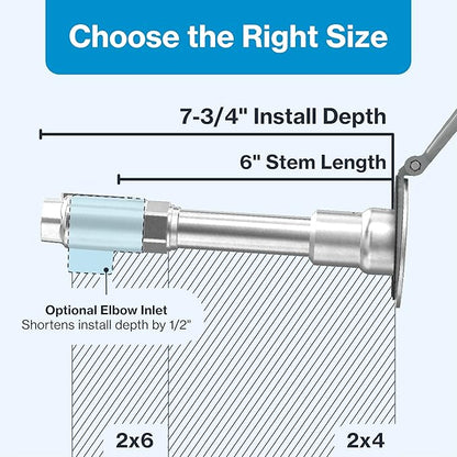 Aquor House Hydrant V1+ Frost Free Outdoor Faucet, Anti Siphon Valve with Quick Connect, Frost Proof Flush Wall Hose Bib, 6 inch Stem, 7-3/4 inch Install Depth, Slate Gray