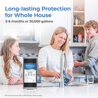 Waterdrop Whole House CTO Carbon Sediment Water Filter Cartridge Replacement for GE® FXHTC, GXWH40L, W10-PR, Culligan® RFC-BBSA,10"X4.5", 5 Micron, 1Pack