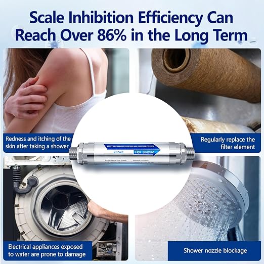 Scale Water Softener System,Salt-Free Water Descaler Whole House, ¾-Inch NPT Water Descaler System, Prevents Limescale in Tankless Water Heaters, Pipes, Dishwasher,Smart Toilets & Appliances