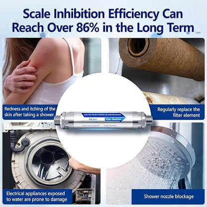 Scale Water Softener System,Salt-Free Water Descaler Whole House, ¾-Inch NPT Water Descaler System, Prevents Limescale in Tankless Water Heaters, Pipes, Dishwasher,Smart Toilets & Appliances