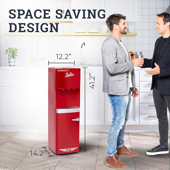 Igloo Retro Bottom Water Dispenser– Water Cooler Dispenser with Hot, Cold & Room Temperature Settings- Electric Water Dispenser Fits 3 & 5 Gallon Jugs with Child Safety Lock for Home & Office Use– Red