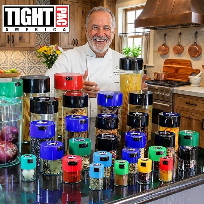 Tightvac 1 to 6 Ounce Airtight Container - Multi-use Storage Container for Herbs, Coffee and Dry Goods, Patented Vacuum Seal Airtight Containers, Black