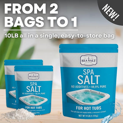 Spa Salt for All Spa Systems and Chlorine Generators – Hot Tub Salts for Ace Freshwater, Hotspring, Jacuzzi, Caldera, and Chloromatic – 10 Lbs Bag by Sea Salt Superstore