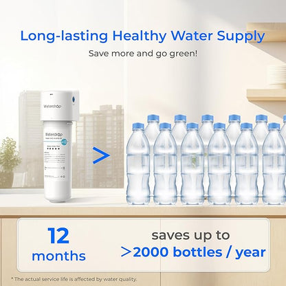Waterdrop ALK16 Alkaline Water Filter System for Sink, Mineralizing Water, NSF/ANSI 372 Certified, Compatible with Reverse Osmosis Systems, Under Sink Installation