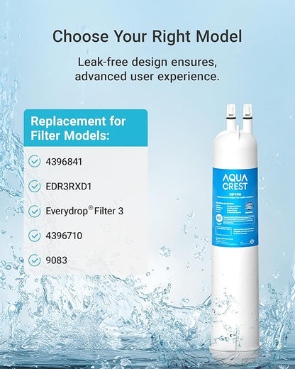 AQUA CREST EDR3RXD1 Replacement for 4396841, Everydrop® Filter 3, 4396710, Kenmore® 46-9083, 46-9030, Refrigerator Water Filter, 2 Filters