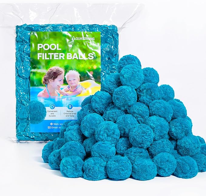 AQUASTRONG Pool Filter Balls for Sand Filter Pump, 5.5 lbs Reusable Sand Filter Balls (Replaces 180 lbs Pool Filter Sand), Efficient Blue Filter Balls for Swimming Pools, Filter Pumps, Aquariums