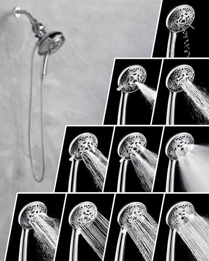 INAVAMZ 2-in-1 Filtered Shower Head with Handheld: Dual Shower Heads with Rain Shower & Handheld Shower Head, 10-Mode Detachable Shower Head with Massage Spray, Shower Trim Systems