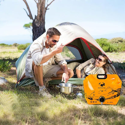 Collapsible 8L Water Storage Bag, BPA-Free Portable Folding Water Jug with Adjustable Faucet, Leakproof Emergency Water Bag for Camping, Hiking, Riding, Outdoor Sport (1, Orange)