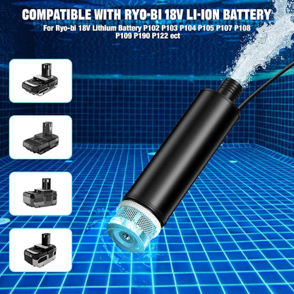 Portable for Ryobi 18V Water Pump, 635GPH/30L/min Submersible Transfer Pump, 15FT Lift, for Garden/Camping/Kiddie Pool (No Battery)
