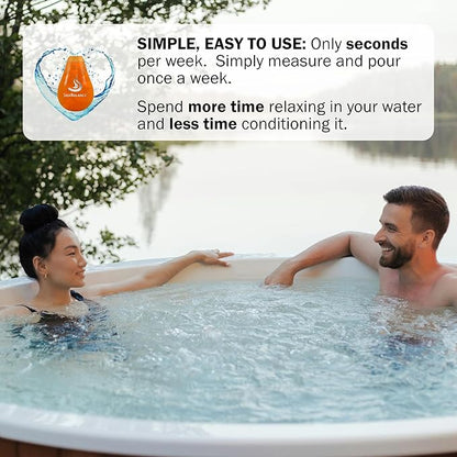 Silk Balance Natural Hot Tub Solution - 76 oz - Water Softener & Water Care System - Spa & Hot Tub Cleaner, Balancer, Clarifier, & Conditioner - 4 Month Supply Bundle with a Drawstring Bag