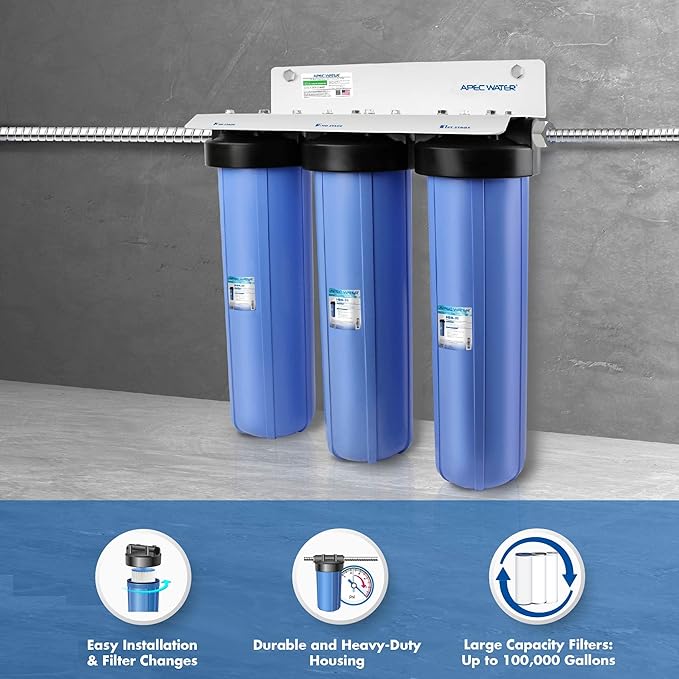 APEC 3-Stage Whole House Water Filter System with Iron, Sediment and Chlorine Filters (CB3-SED-IRON-CAB20-BB)