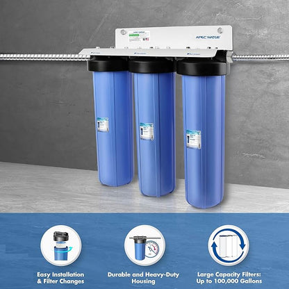 APEC 3-Stage Whole House Water Filter System with Iron, Sediment and Chlorine Filters (CB3-SED-IRON-CAB20-BB)
