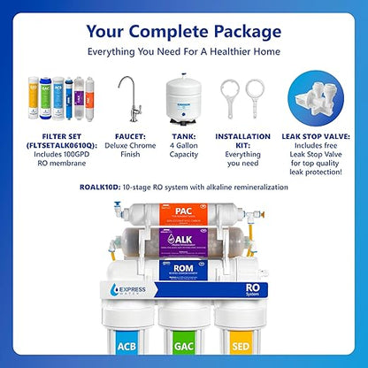 Express Water Reverse Osmosis Water Filter System, Multi-Stage Filtration, BPA Free