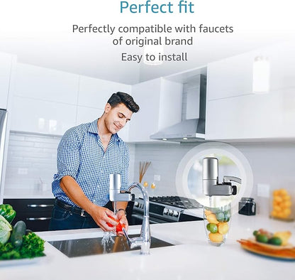 AQUA CREST 7027S Faucet Water Filter, Replacement for Brita® Filter, Brita® 36311 On Tap Water Filtration System, FR-200, FF-100, 100 Gallons, Chrome, 3 Pack