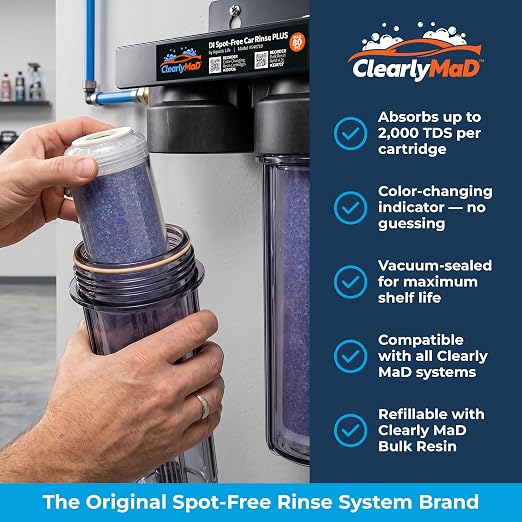 10' x 2' Deionization DI Resin Filter Cartridge Replacement for Spot-Free Car Wash, RV, Motorcycle, Water Deionizer System, 2-Pack
