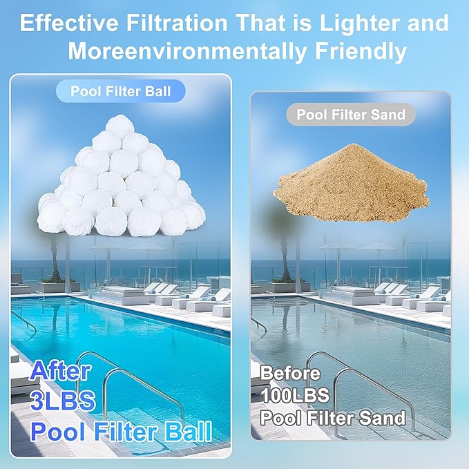 Pool Filter Balls 3lb – Eco-Friendly Filter Media for Sand Filters, High-Efficiency Replacement for Traditional Pool Sand, Compatible with Pools and Sand Pumps